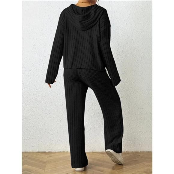 Ribbed Drawstring Hoodie and Pants Set - Picture 8 of 16